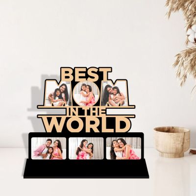 Best Mom in the World cutout wooden photo frame Customized With Your Memorable Photos Mothers Day Gift For Mom | Birthday Gift For Mom